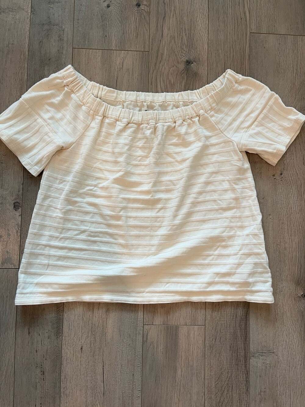 Madewell Women's Ivory Textured Off-the-Shoulder Short Sleeve Top